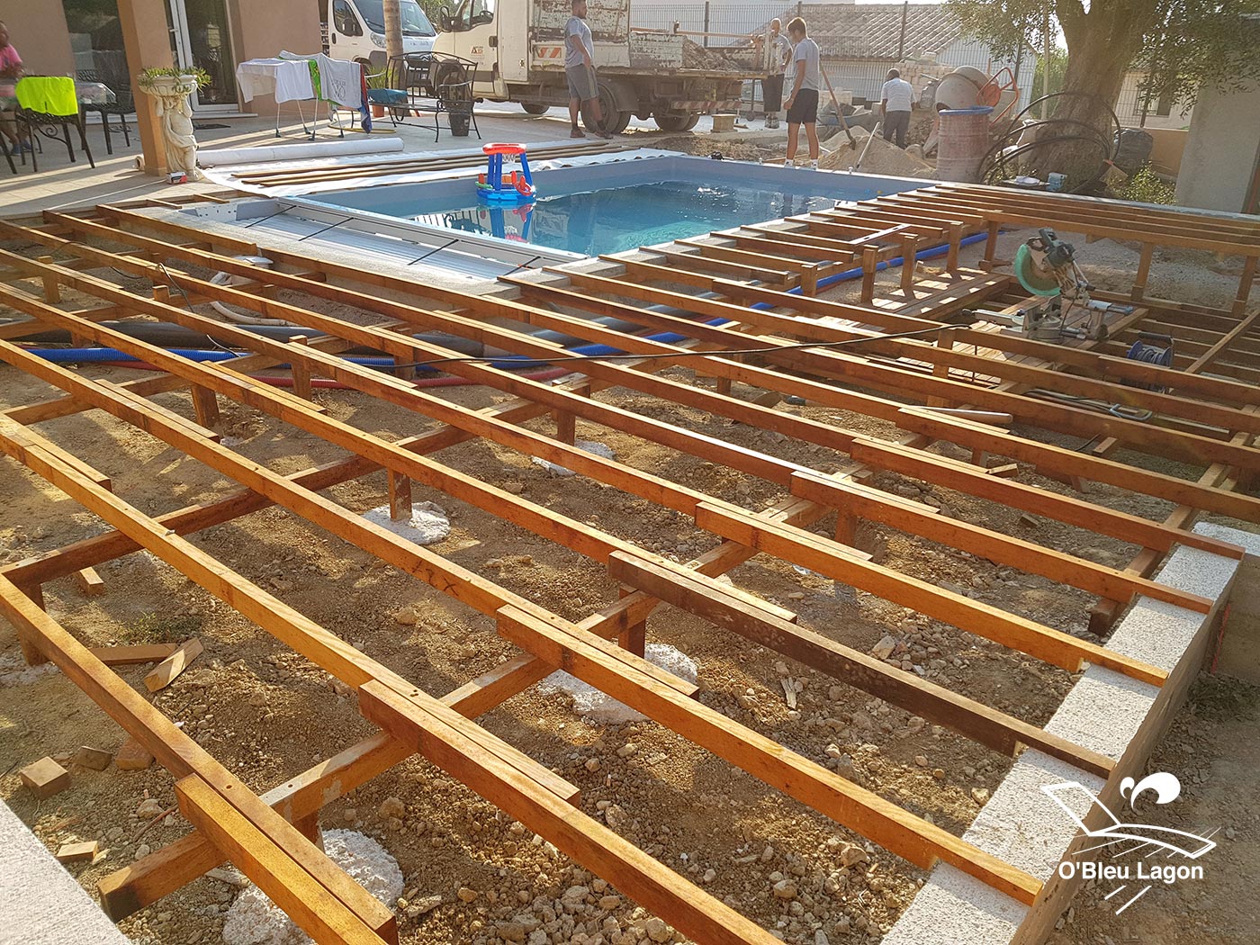 chantier terrasse bois salon marocain vendee